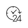 A clock with an arrow pointing to the time twenty four.